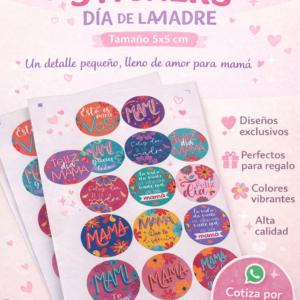 Stickers personalizados 5×5 cm – Hoja de 15 unidades