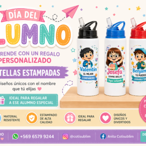 Botellas Personalizadas 750 ML - Tapa click - Día del Alumno – Diseños Personalizados