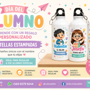 Botella Tapa Rosca Personalizada Día del Alumno – 600 ml