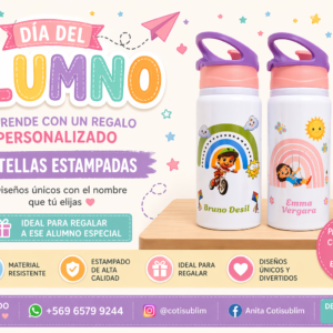 Botella de Aluminio Infantil Personalizada – Boquilla de Silicona 500 ml
