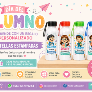 Botella Personalizada 750 ml Tapa Rosca – Día del Alumno