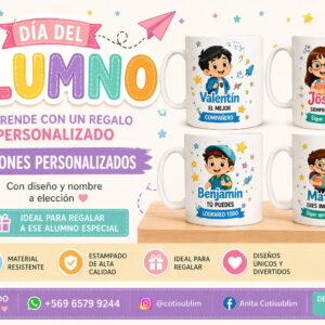 Tazón de Cerámica 11 oz Personalizado – Diseño y Nombre a Elección